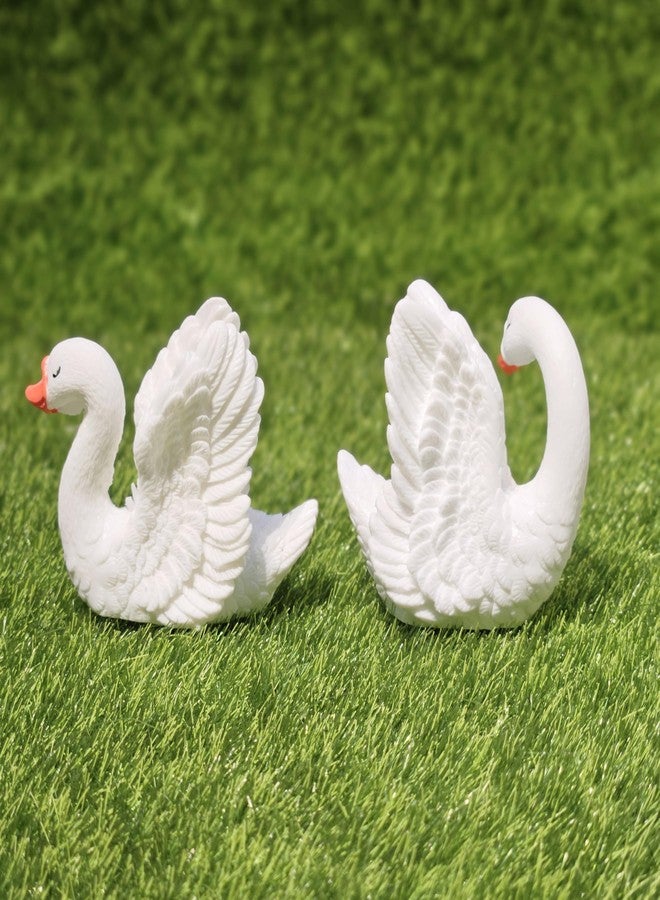ARUNA DECOR Miniature Swan Mini Figurines Miniature Garden Decor Fairy Garden Set of 2 (White Swan) - Image 4